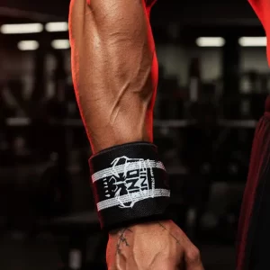 مچ بند بدنسازی حرفه ای طرح مشکی سفید بهمن استحکام