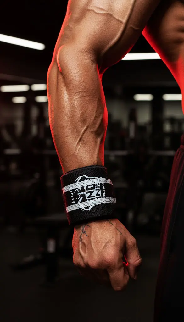 مچ بند بدنسازی حرفه ای طرح مشکی سفید بهمن استحکام